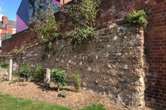 Wall of unresolved archaeological interest, encountered in the green-space recreation area off Queens Road/Baxter Avenue, Holmes Market, Doncaster.